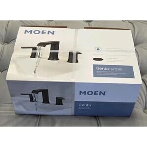 MOEN Genta 84763BL Widespread 2 Handle Bathroom Faucet in Matte Black Drain New